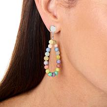 Jay King Rainbow Multi-Opal Bead Loop Drop Earrings