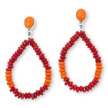 Jay King Red and Orange Coral Bead Loop Drop Earrings