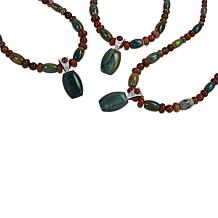 Jay King Red Petrified Wood and Green Swamp Bog Pendant with Necklace