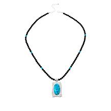 Jay King Royal Blue Nugget Turquoise Pendant with Black Bead Necklace