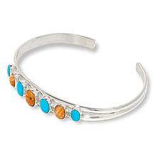 Jay King Sleeping Beauty Turquoise and Orange Shell Cuff Bracelet