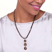 Jay King Smoky Quartz Bead Necklace with Removable 3-Stone Pendant