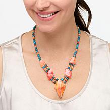 Jay King Spiny Oyster Shell and Blue Apatite Beaded Station Necklace