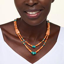 Jay King Spiny Oyster Shell and Turquoise Bead 2-Row Necklace