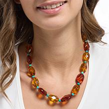 Jay King Sterling Silver Amber & Baja Turquoise Necklace
