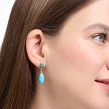 Jay King Sterling Silver Andean Blue Turquoise Oval Drop Earrings