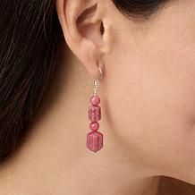 Jay King Sterling Silver Baroque Rose Rhodonite Bead Drop Earrings