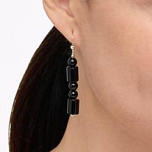Jay King Sterling Silver Black Obsidian Bead Drop Earrings