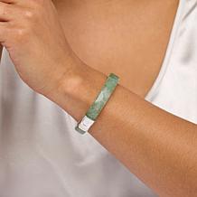 Jay King Sterling Silver Brazilian Green Quartz Hinged Bangle Bracelet