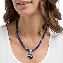Jay King Sterling Silver Chilean Turquoise & Lapis Beaded Necklace