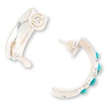 Jay King Sterling Silver Compressed Kingman Turquoise Hoop Earrings