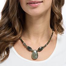 Jay King Sterling Silver Faceted Labradorite Drop Necklace