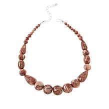 Jay King Sterling Silver Gongshan Red Orchid Stone Beaded Necklace