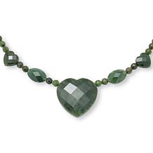 Jay King Sterling Silver Green Nephrite Jade Heart Necklace