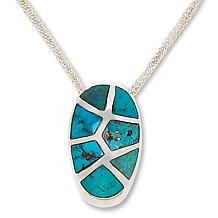 Jay King Sterling Silver Kingman Turquoise Inlay Pendant with Chain