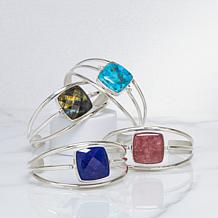 Jay King Sterling Silver Labradorite & Turquoise Reversible Flip Cuff