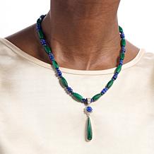 Jay King Sterling Silver Lapis and Malachite Pendant with Necklace