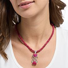 Jay King Sterling Silver Magenta Coral Beaded Necklace with Pendant