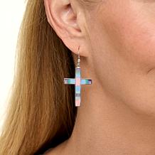 Jay King Sterling Silver Multi-Opal Inlay Cross Earrings