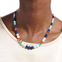 Jay King Sterling Silver Multicolor Multigemstone Bead Necklace