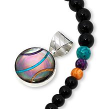 Jay King Sterling Silver Multigemstone Inlay Round Pendant-Necklace