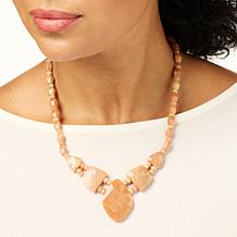 Jay King Sterling Silver Peach Stone Necklace