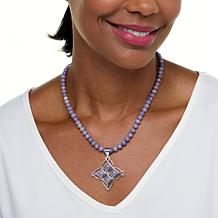 Jay King Sterling Silver Purple Opal Pendant with Bead Necklace