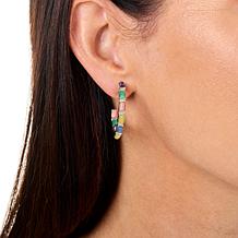 Jay King Sterling Silver Rainbow Multi-Opal Hoop Earrings