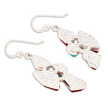 Jay King Sterling Silver Red Coral and Turquoise Drop Earrings