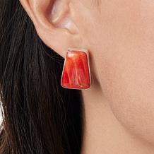 Jay King Sterling Silver Red Spiny Oyster Shell Earrings