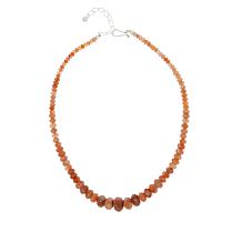 Jay King Sterling Silver Red Sunstone Graduated Bead Necklace