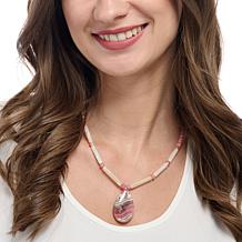 Jay King Sterling Silver Rhodochrosite & Mother of Pearl Necklace