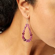 Jay King Sterling Silver Ruby Bead Loop Drop Earrings