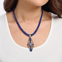 Jay King Sterling Silver Tanzanite & Lapis Pendant with Bead Necklace