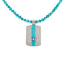 Jay King Sterling Silver Turquoise and Blue Topaz Pendant and Necklace