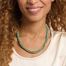 Jay King Turquoise and Pink Tourmaline Woven Necklace