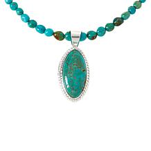Jay King Turquoise Elongated Oval Pendant with Necklace