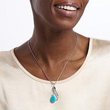 Jay King Turquoise Royal Blue Sterling Silver Feather Pendant