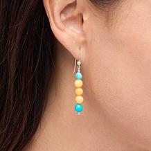Jay King Yellow Dolomite and Turquoise Bead Drop Earrings