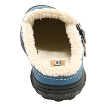 JBU Riley Faux Leather Slip-On Mule with Faux Shearling Collar