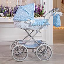 JC Toys Berenguer Boutique Deluxe Royal Baby Doll Pram in Blue
