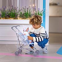 JC Toys Berenguer Boutique Single Umbrella Baby Doll Stroller in Blue