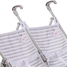 JC Toys Berenguer Boutique Twin Umbrella Baby Doll Stroller in Gray