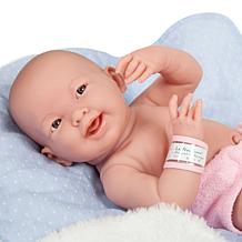 JC Toys La Newborn 15" Real Girl Baby Doll Blue Outfit & Pet Cat