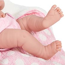 JC Toys La Newborn 15" Real Girl Baby Doll, Pink Outfit and Dinosaur