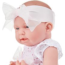 JC Toys La Newborn 15" Real Girl Baby Doll White Eyelet Dress
