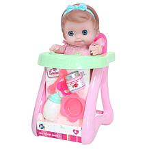 JC Toys Lil Cutesies 9" Baby Doll and High Chair Feeding Time Gift Set