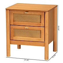 Jenn 2-Drawer Rattan Front Nightstand with Rounded Legs