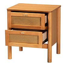 Jenn 2-Drawer Rattan Front Nightstand with Rounded Legs
