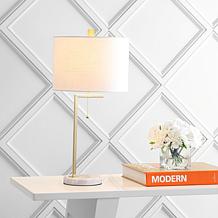 Jonathan Y Alyssa 24.5" Metal Marble LED Table Lamp White and Gold
